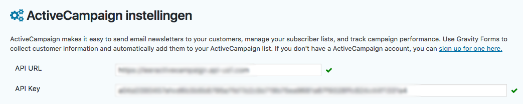 ActiveCampaign en Gravity Forms koppelen